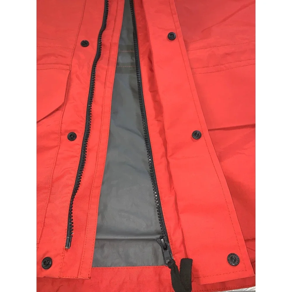 Finisterre Mens Waterproof Rain Jacket Red Hooded Full Zip Outdoor Coat Size M